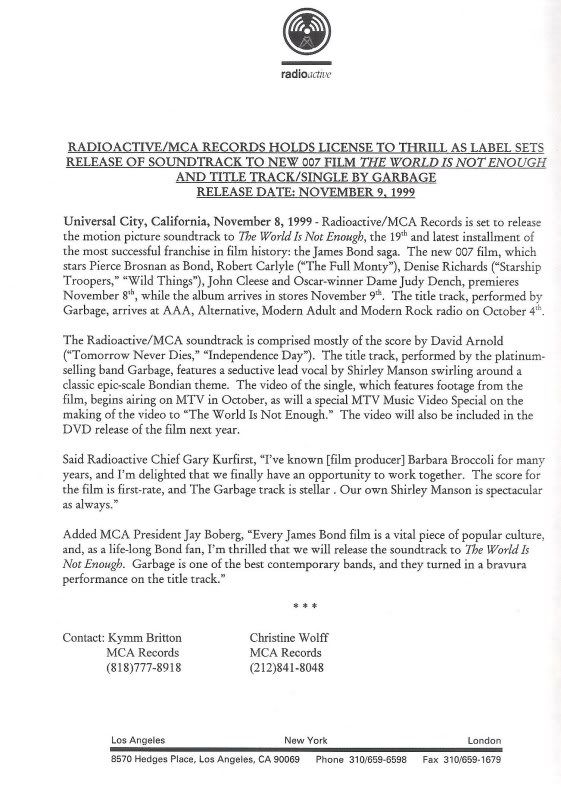 The World Is Not Enough (song) Wikipedia